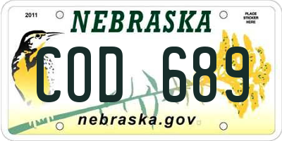 NE license plate COD689
