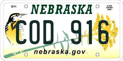NE license plate COD916