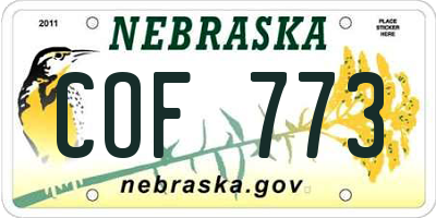 NE license plate COF773