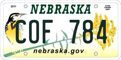 NE license plate COF784