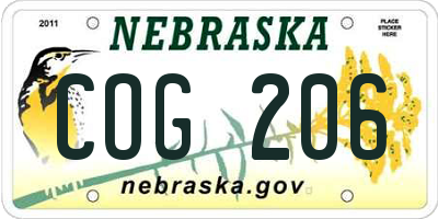 NE license plate COG206