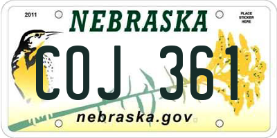 NE license plate COJ361