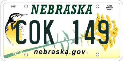 NE license plate COK149