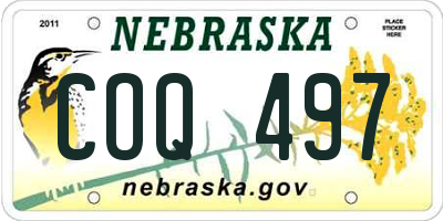 NE license plate COQ497