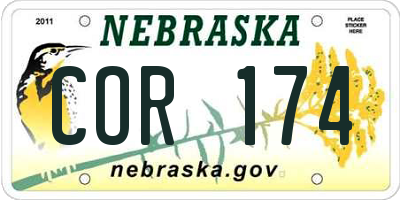 NE license plate COR174