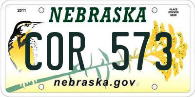 NE license plate COR573