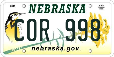 NE license plate COR998