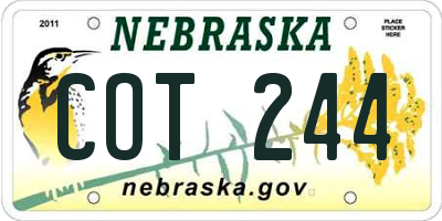 NE license plate COT244