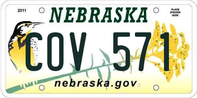 NE license plate COV571
