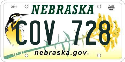 NE license plate COV728