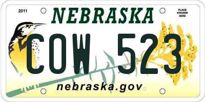 NE license plate COW523