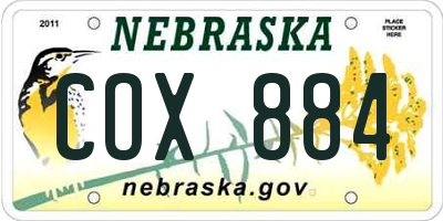 NE license plate COX884