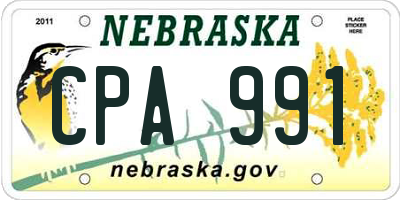 NE license plate CPA991