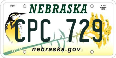 NE license plate CPC729