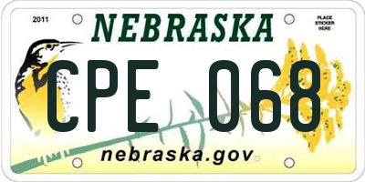 NE license plate CPE068