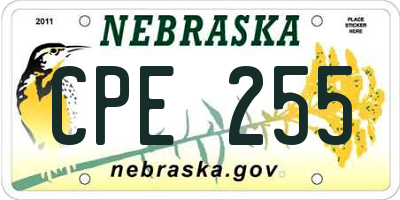 NE license plate CPE255