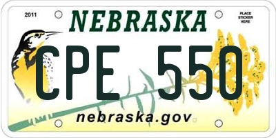 NE license plate CPE550
