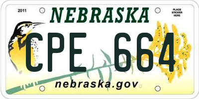 NE license plate CPE664