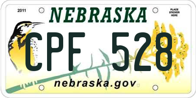 NE license plate CPF528