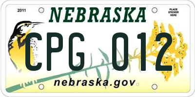 NE license plate CPG012