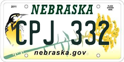 NE license plate CPJ332
