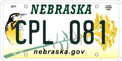 NE license plate CPL081
