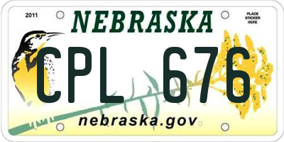 NE license plate CPL676