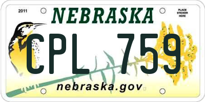 NE license plate CPL759
