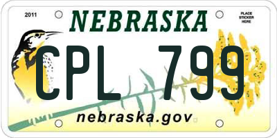 NE license plate CPL799