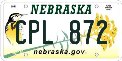 NE license plate CPL872