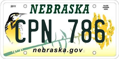 NE license plate CPN786