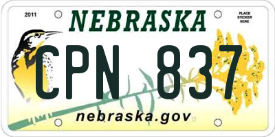 NE license plate CPN837