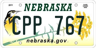 NE license plate CPP767