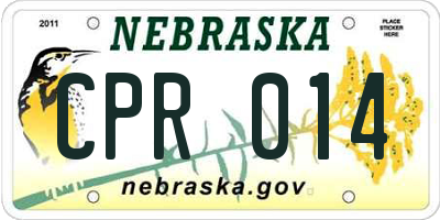 NE license plate CPR014