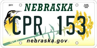 NE license plate CPR153