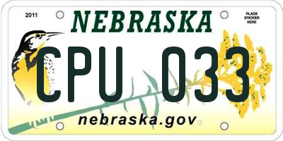NE license plate CPU033