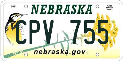 NE license plate CPV755