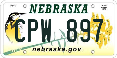 NE license plate CPW897
