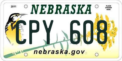 NE license plate CPY608