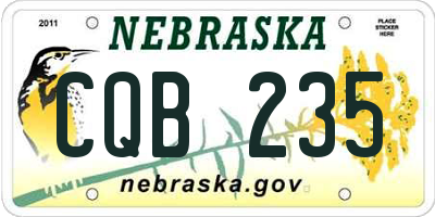 NE license plate CQB235