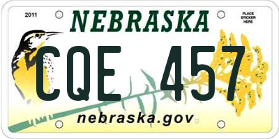 NE license plate CQE457