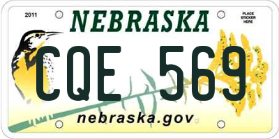 NE license plate CQE569