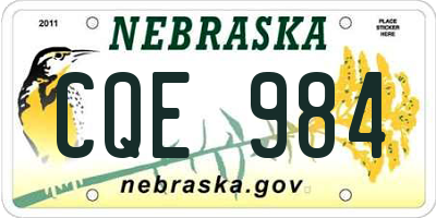 NE license plate CQE984