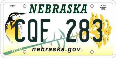 NE license plate CQF283
