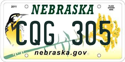 NE license plate CQG305