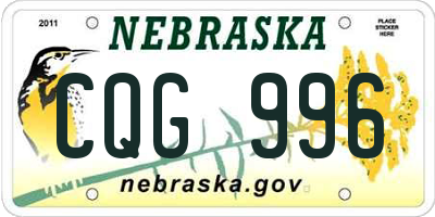 NE license plate CQG996