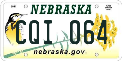 NE license plate CQI064