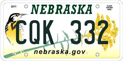 NE license plate CQK332