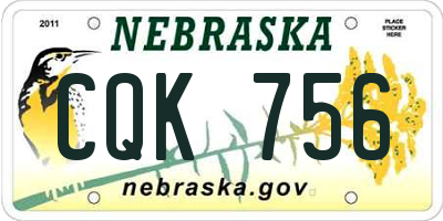 NE license plate CQK756
