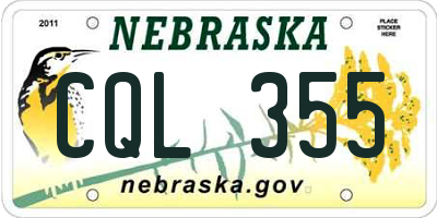 NE license plate CQL355